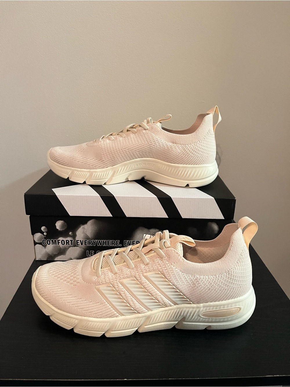 adidas Light Pink Knit Athletic Sneakers
